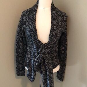 Dex Sweater Grey and Black front Button and Tie Size XS